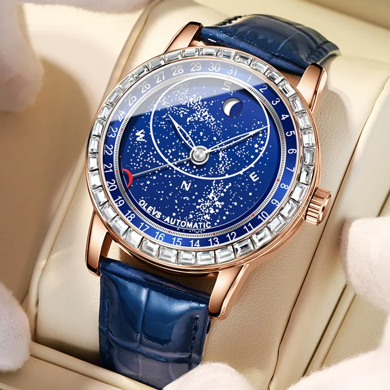 OLEVS Radiant Collection Automatic Mechanical Movement Watch Men's Watches Blue Dial-11