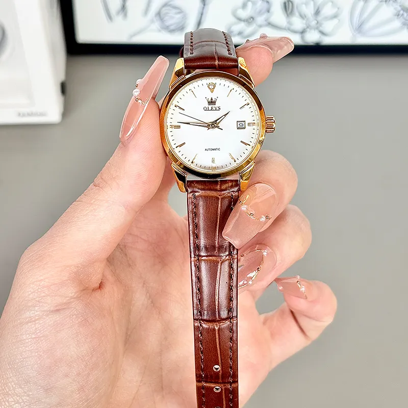OLEVS Minimalist Series Mechanical Movement Watch Women's Watch White Dial-4
