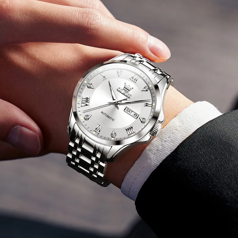 OLEVS Radiant Collection Mechanical Movement Watch Men's Watches White Dial-4