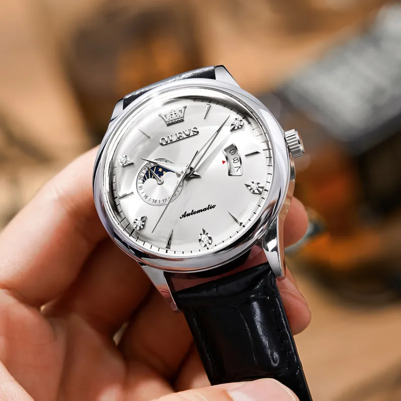 OLEVS Play The Cool Series Mechanical Movement Watch Men's Watches White Dial-6