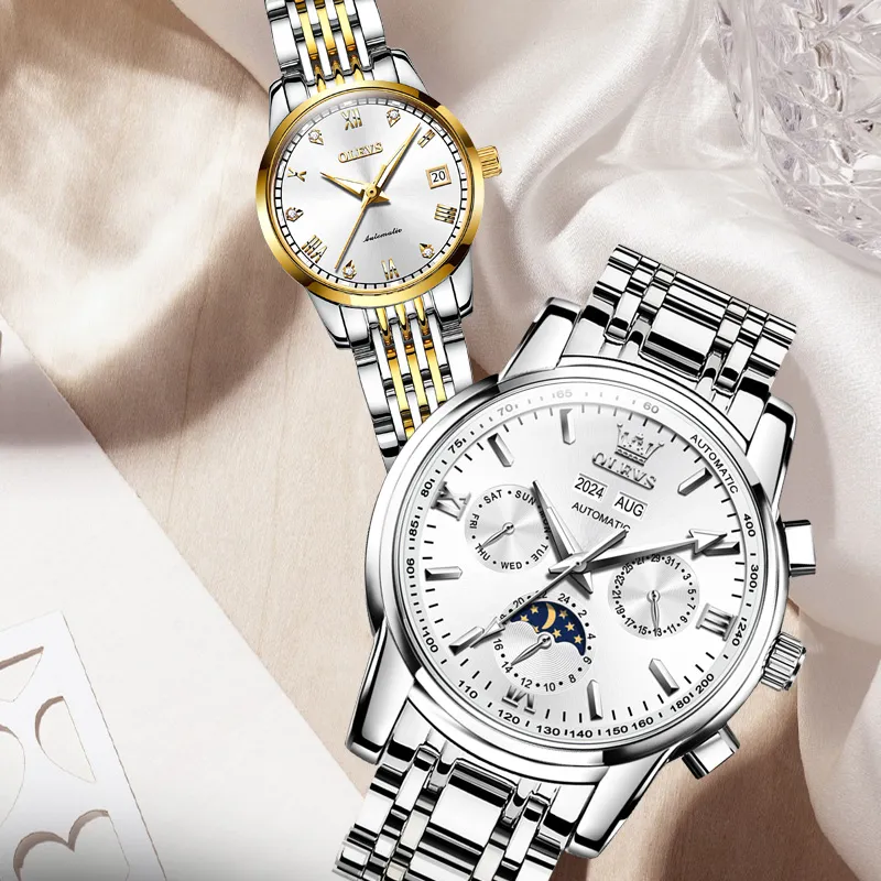 OLEVS Heart-to-Heart Knot Collection Mechanical Movement Watch Unisex White Dial-18