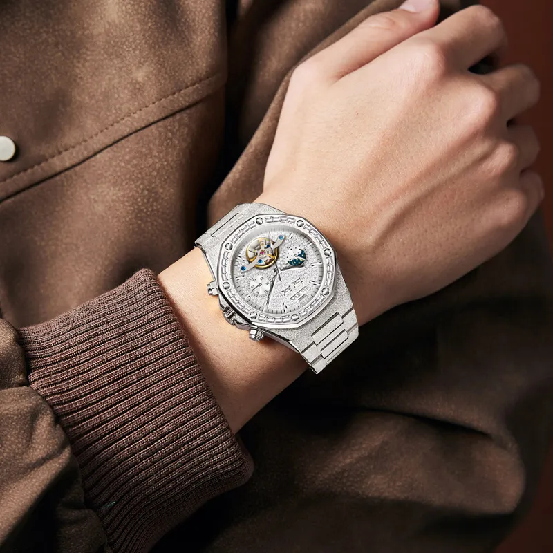 OLEVS Play The Cool Series Mechanical Movement Stainless Steel Watchband Watch Men's Watches Silver Dial-7