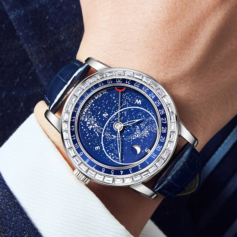 OLEVS Radiant Collection Automatic Mechanical Movement Watch Men's Watches Blue Dial-4