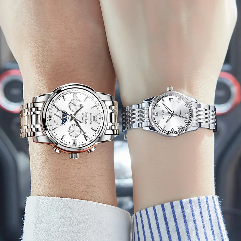 OLEVS Heart-to-Heart Knot Collection Mechanical Movement Watch Unisex White Dial-3