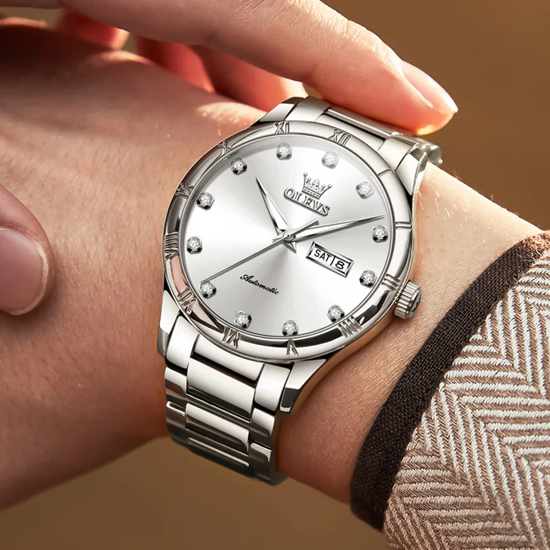 OLEVS Minimalist Series Automatic Mechanical Movement Watch Men's Watches Silver Dial-3