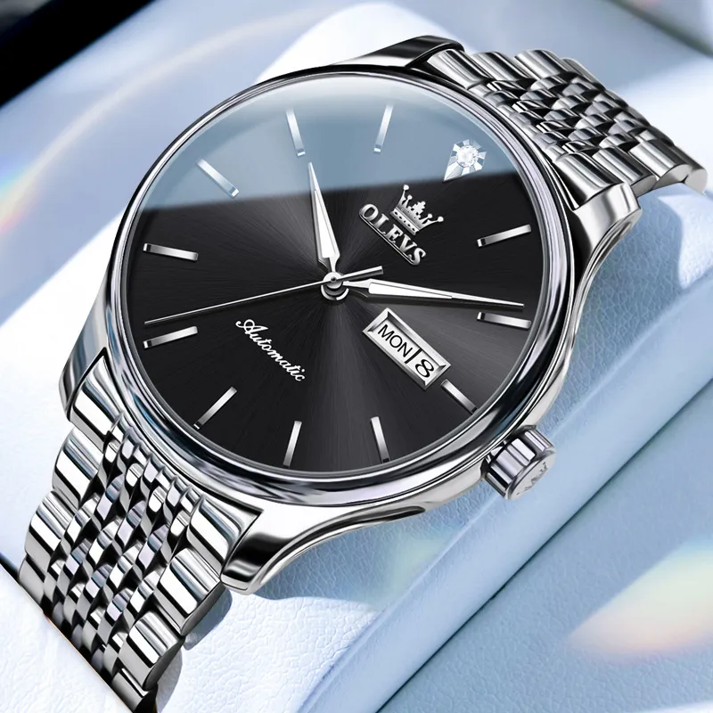 OLEVS Play The Cool Series Mechanical Movement Stainless Steel Watchband Watch Men's Watches White Dial-6