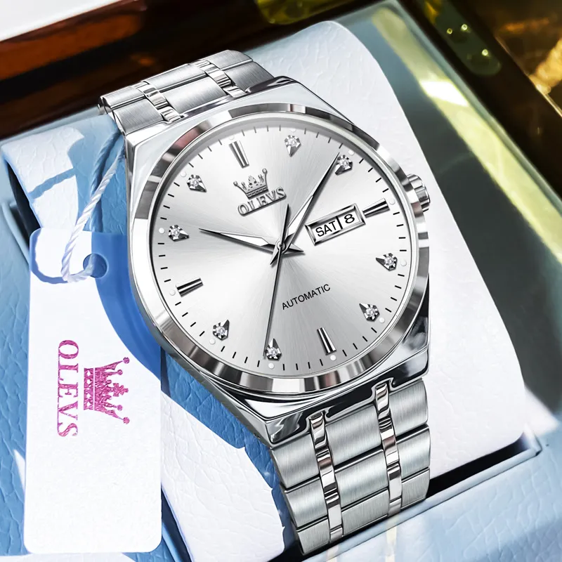 OLEVS Wisdom Series Mechanical Movement Watch Men's Watches White Dial-1