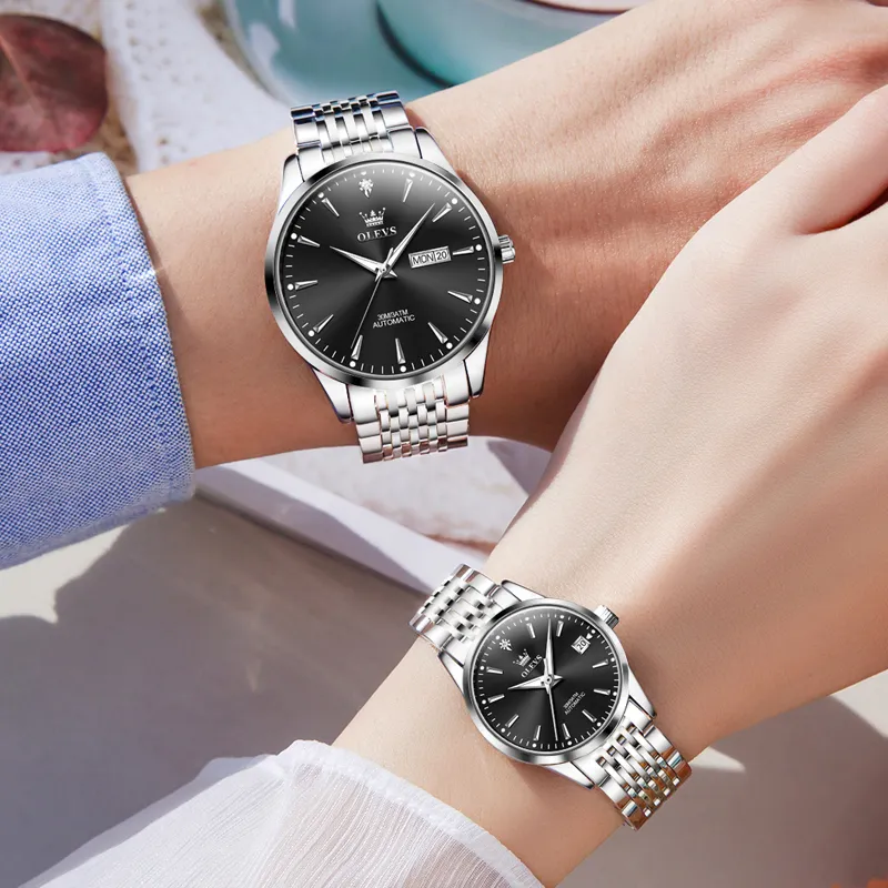 OLEVS Mechanical Movement Watch Unisex Black Dial-4