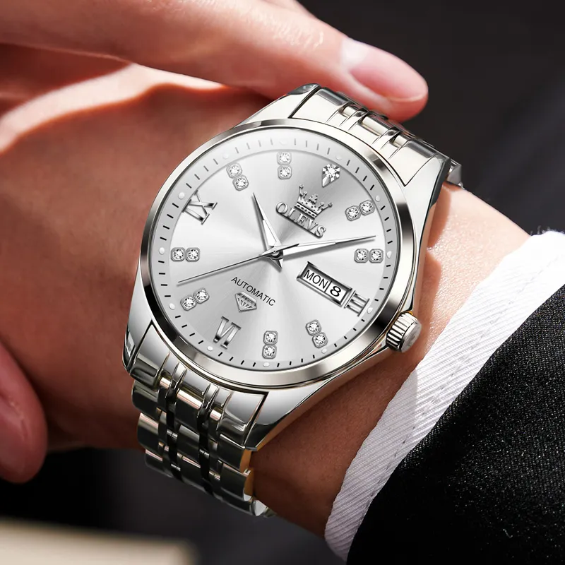 OLEVS Minimalist Series Automatic Mechanical Movement Watch Men's Watches White Dial-4