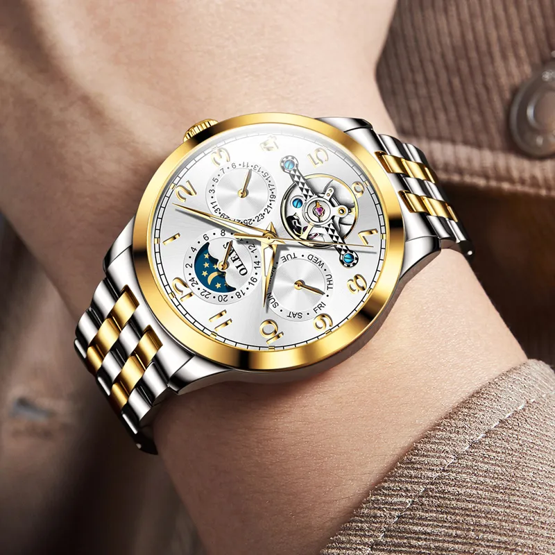 OLEVS Play The Cool Series Mechanical Movement Stainless Steel Watchband Watch Men's Watches White Dial-10