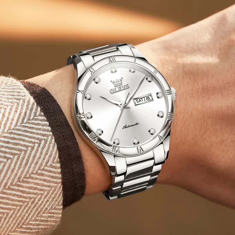 OLEVS Minimalist Series Automatic Mechanical Movement Watch Men's Watches Silver Dial-1
