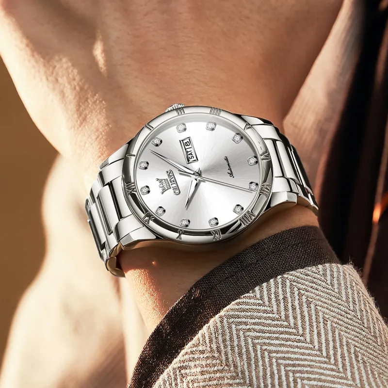 OLEVS Minimalist Series Automatic Mechanical Movement Watch Men's Watches Silver Dial-4