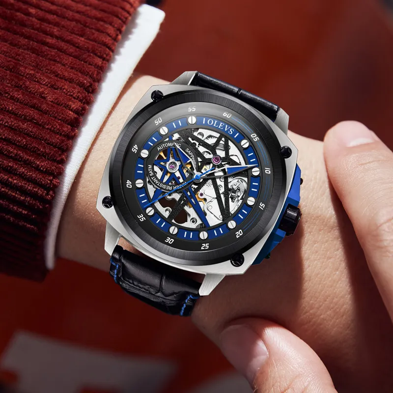 OLEVS Mechanical Movement Watch Men Blue Dial-1