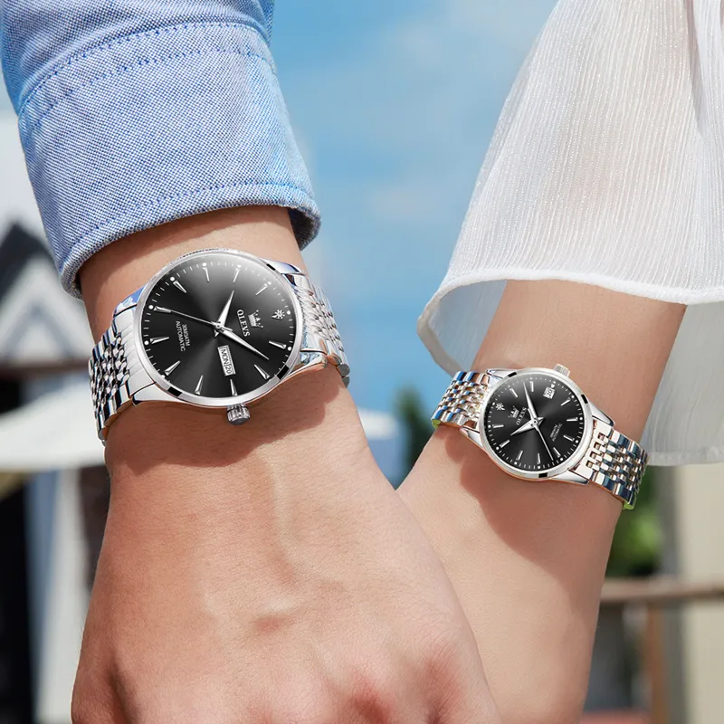 OLEVS Mechanical Movement Watch Unisex Black Dial-1