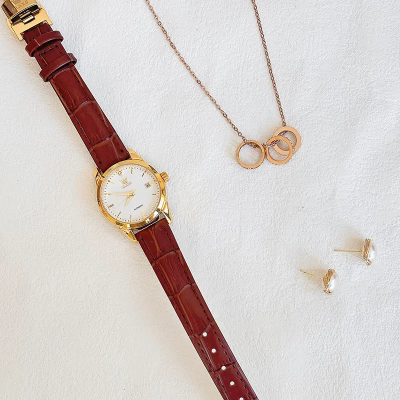 OLEVS Minimalist Series Mechanical Movement Watch Women's Watch White Dial-3