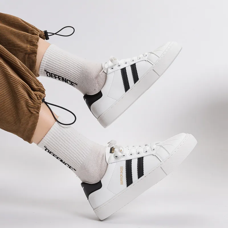Warrior Shell Head White Sneakers Anti Slip Wear Resistant Lightweight Breathable Low Top Skateboard Shoes Women's-4