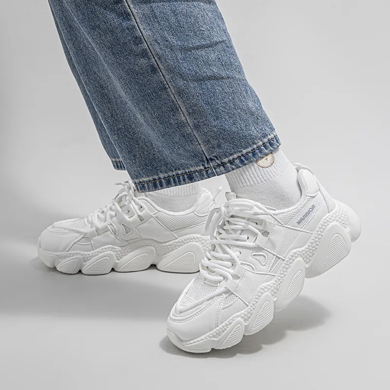 Warrior Paw Shoes Cushioned Anti Slip Wear Resistant Breathable Lightweight Low Top Chunky Sneakers Women's White-6