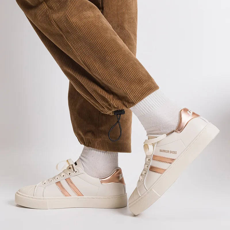 Warrior Shell Head White Sneakers Anti Slip Wear Resistant Lightweight Breathable Low Top Skateboard Shoes Women's-12