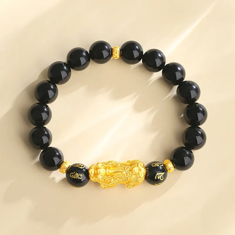 Eoro Obsidian S999 Fine Silver Beaded Bracelet Men's-3