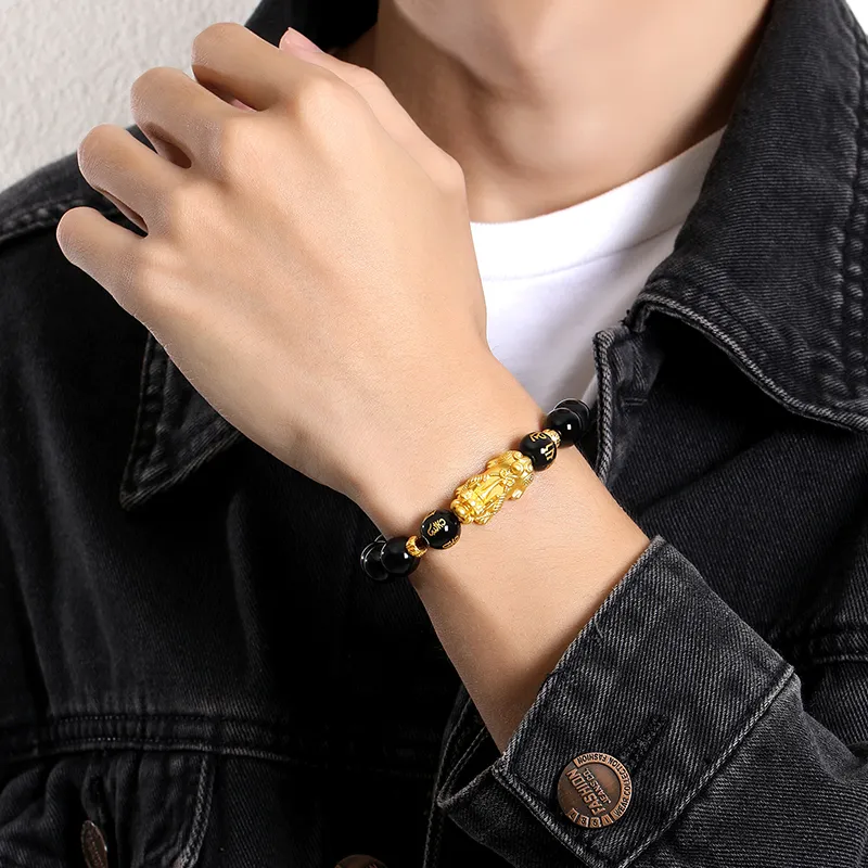 Eoro Obsidian S999 Fine Silver Beaded Bracelet Men's-6