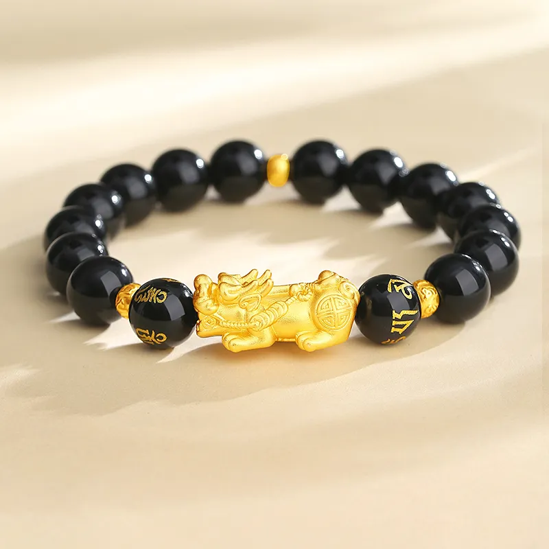 Eoro Obsidian S999 Fine Silver Beaded Bracelet Men's-2