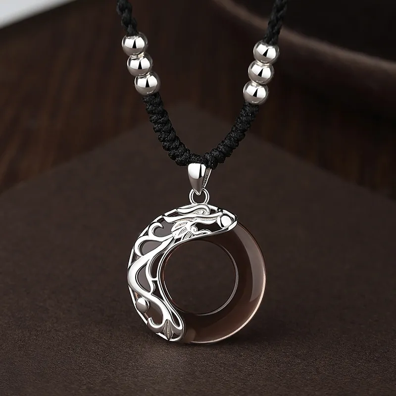 Eoro Obsidian S925 Silver Necklace Men's-1