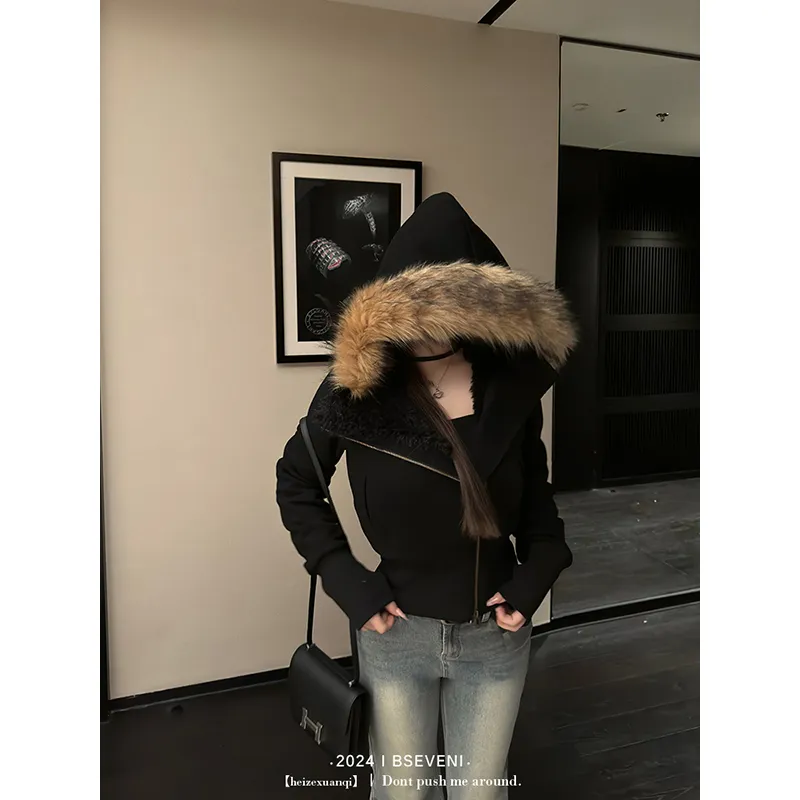 BSEVENI Jackets Coats Women's Black-2