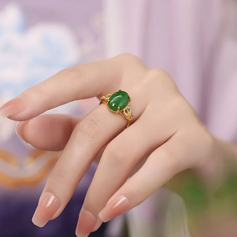 Princess Cui Hetian Jade Rings Jasper Women's-4