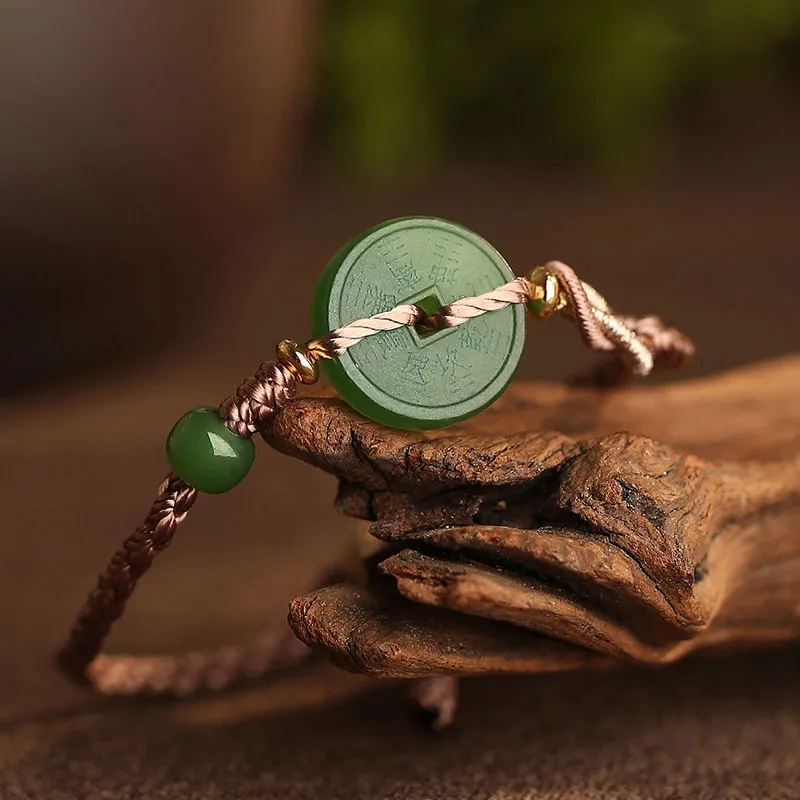 Princess Cui Hetian Jade Bracelets Green Jade Unisex-3