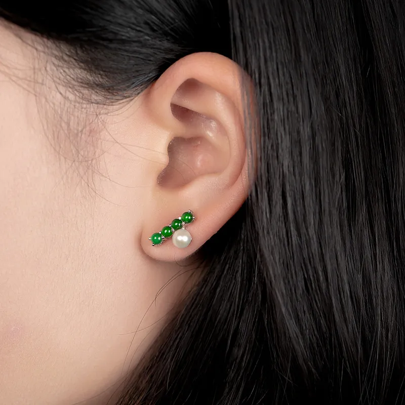 Princess Cui High Ice Jade Jadeite Stud Earrings Women's-2