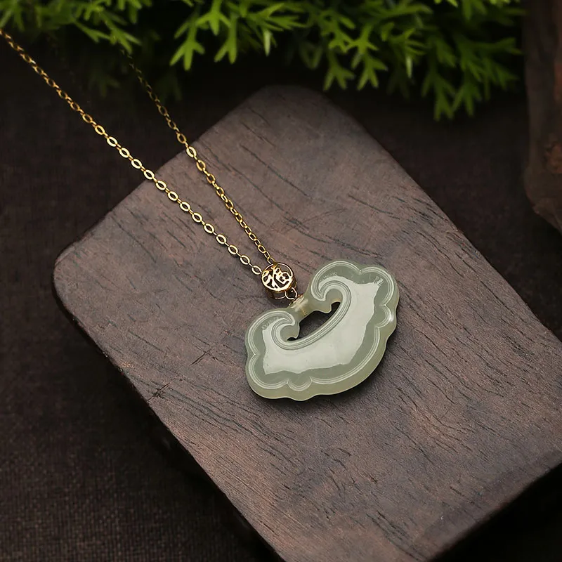 Princess Cui Hetian Jade Necklaces Pale Greenish White Jade Women's-3