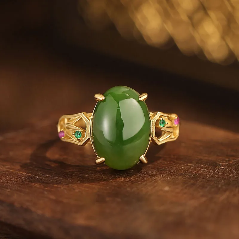 Princess Cui Hetian Jade Rings Jasper Women's-2