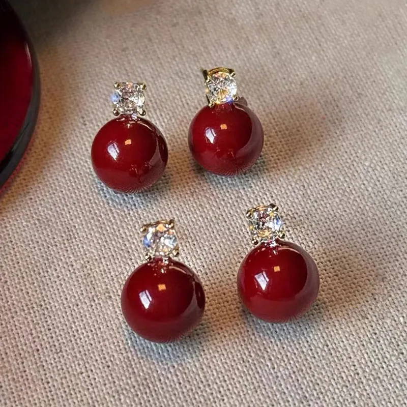 Princess Cui Cinnabar Stud Earrings Women's-2