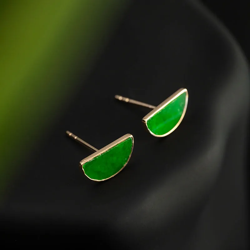 Princess Cui Ice Type Jadeite Stud Earrings Women's-2
