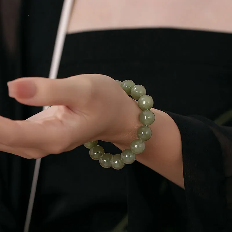 Princess Cui Hetian Jade Bracelets Pale Greenish White Jade Unisex-4