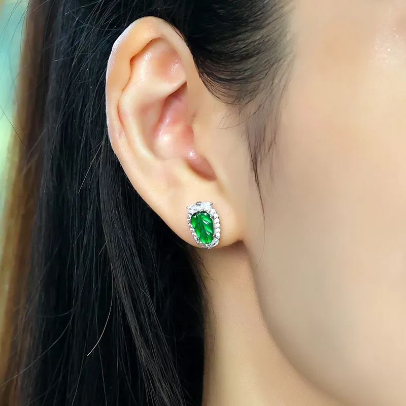Princess Cui Ice Glutinous Jadeite Stud Earrings Women's-5