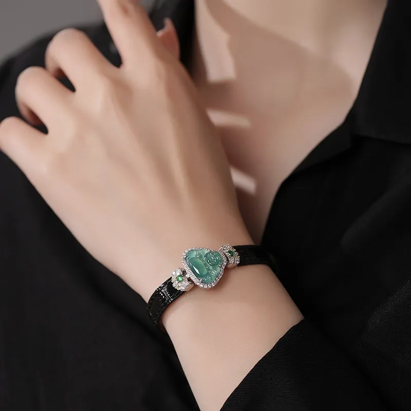 Princess Cui Ice Glutinous Jadeite Buddha Strap Wristband Women's-2