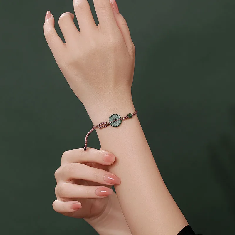 Princess Cui Hetian Jade Bracelets Green Jade Unisex-4