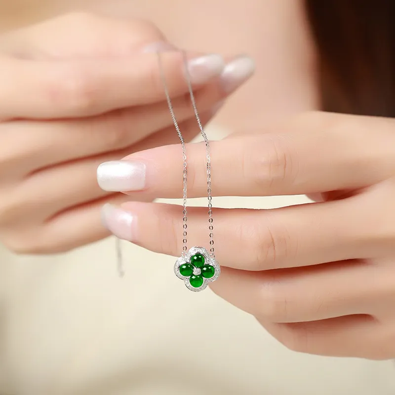 Princess Cui High Ice Jade 18K Gold Necklace Women's-2