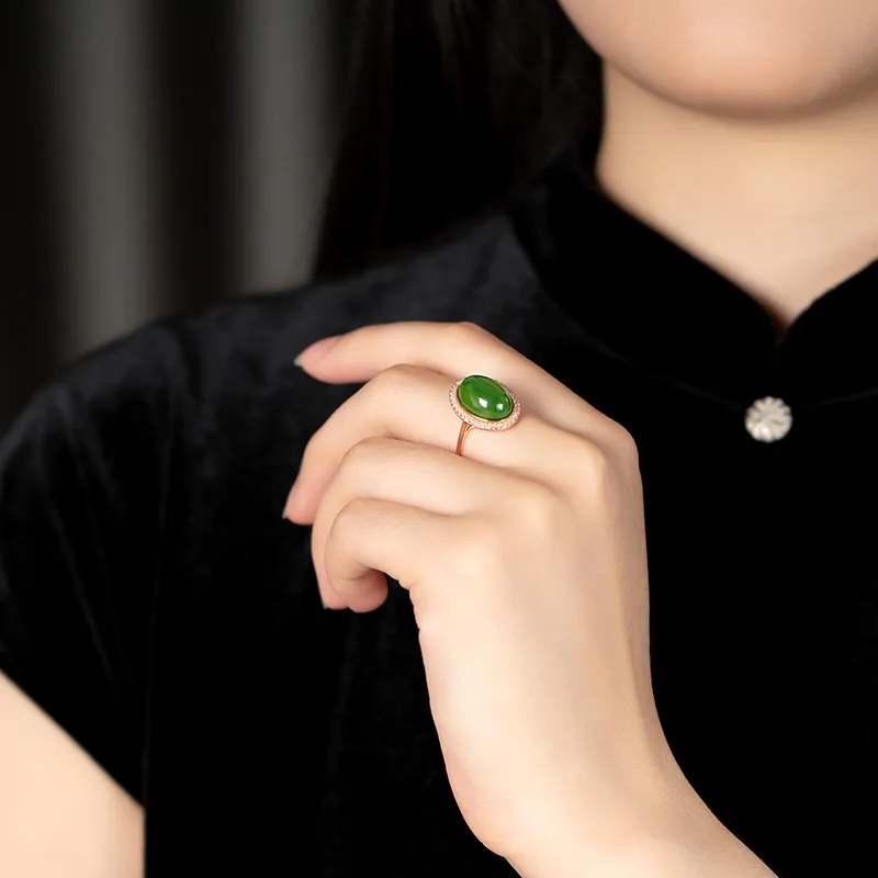Princess Cui Hetian Jade Rings Jasper Women's-1