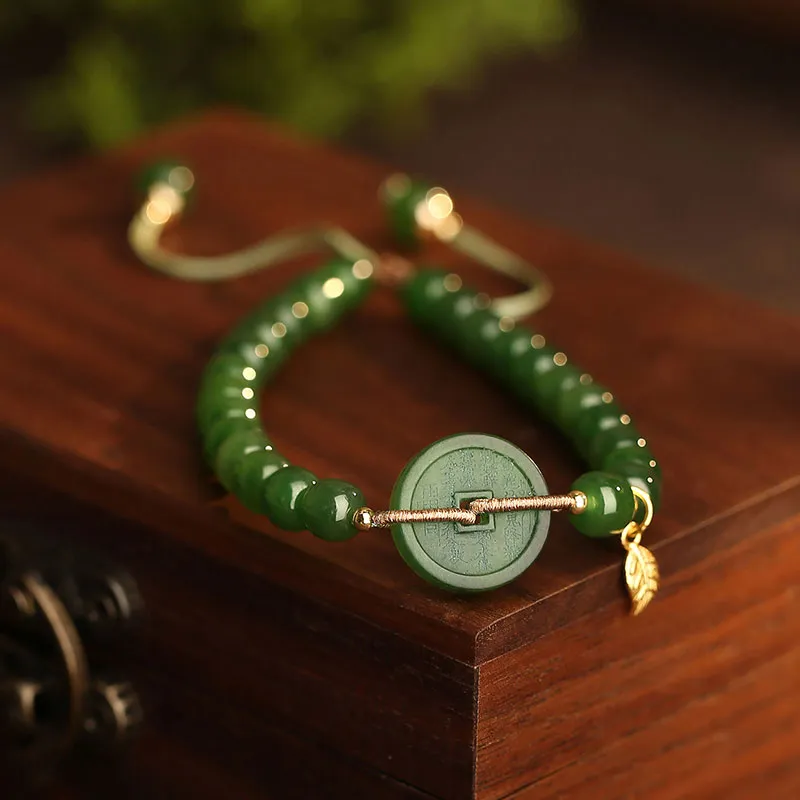 Princess Cui Hetian Jade Bracelets Green Jade Unisex-3