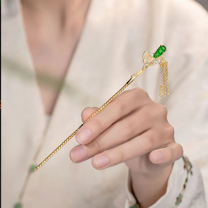 Princess Cui Ice Type Jadeite Hairpin Women's-5