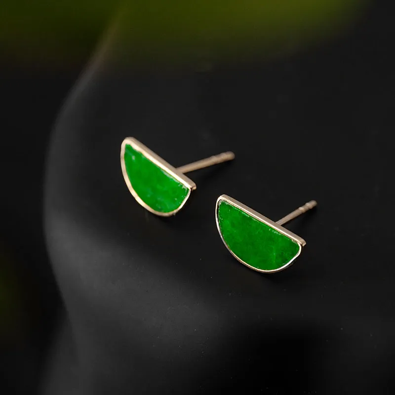 Princess Cui Ice Type Jadeite Stud Earrings Women's-3