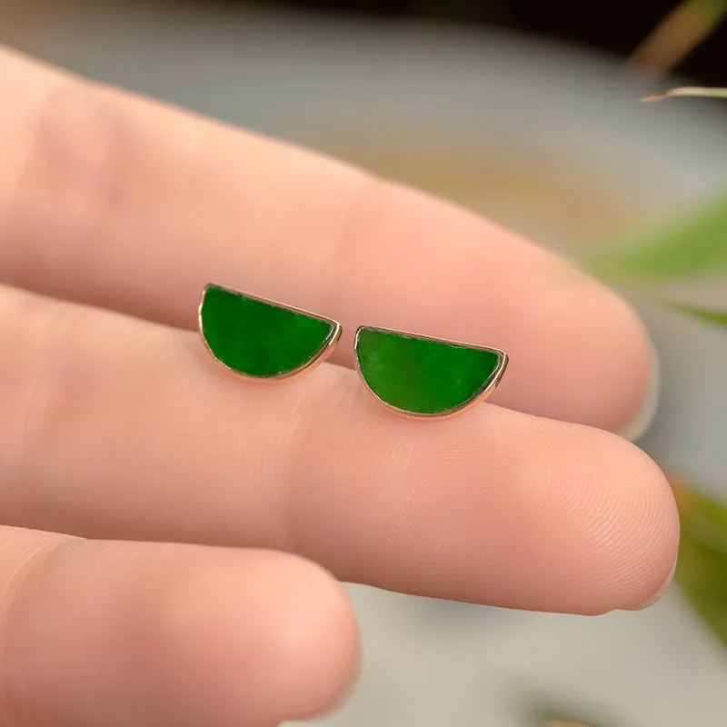Princess Cui Ice Type Jadeite Stud Earrings Women's-4