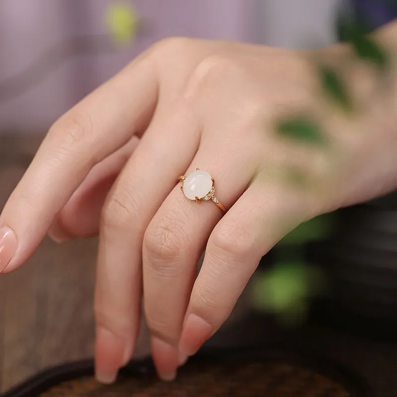 Princess Cui Hetian Jade Rings White Jade Women's-4