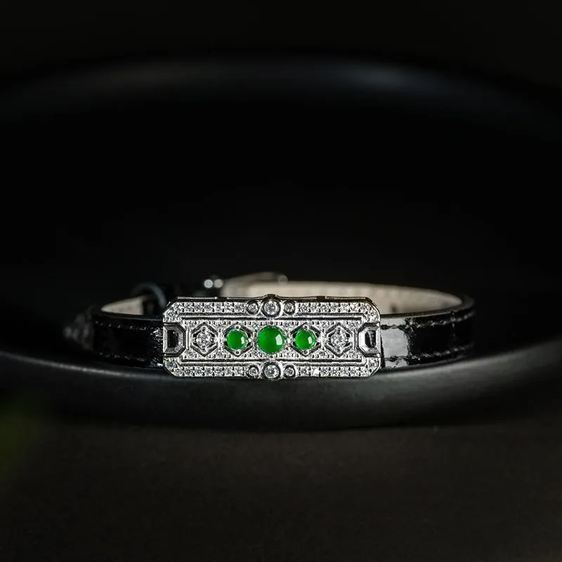 Princess Cui Ice Glutinous Jadeite Buddha Strap Wristband Women's-9