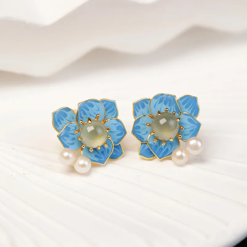 Princess Cui Ice Type Jadeite Stud Earrings Women's-2