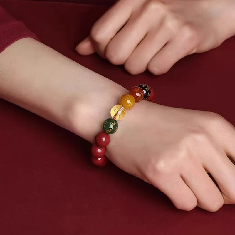 Princess Cui Reconstructed Cinnabar Jade Bracelets Unisex-1