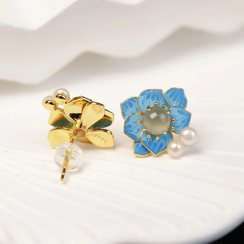 Princess Cui Ice Type Jadeite Stud Earrings Women's-3