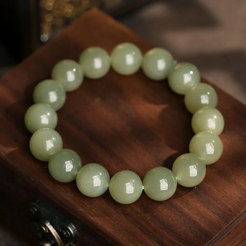 Princess Cui Hetian Jade Bracelets Pale Greenish White Jade Unisex-1